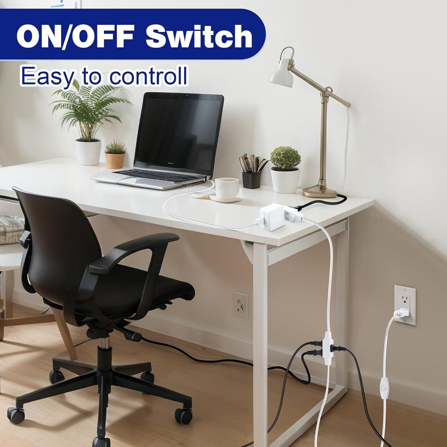 Cable de Extensión Enhon 2 Paquete 4.57m 9 Salidas Blanco