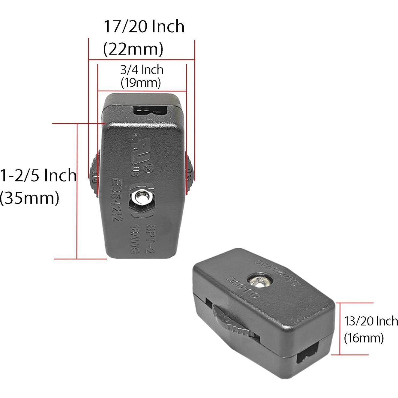 Interruptor de Cable en Línea QPINGH, Paquete de 6, 6A 125V