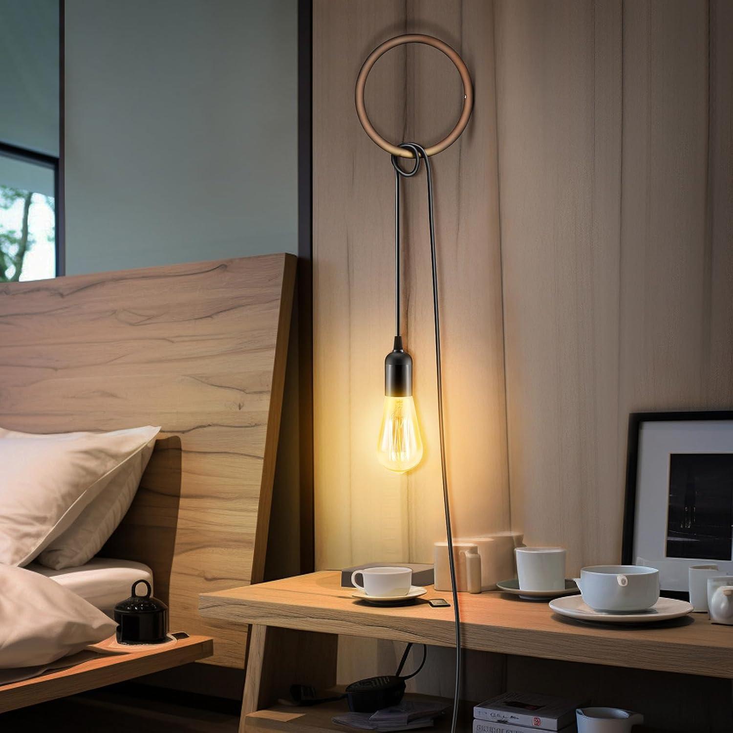 Kit de Luz Colgante Enchufable SLYYMY E26/E27 12FT Negro