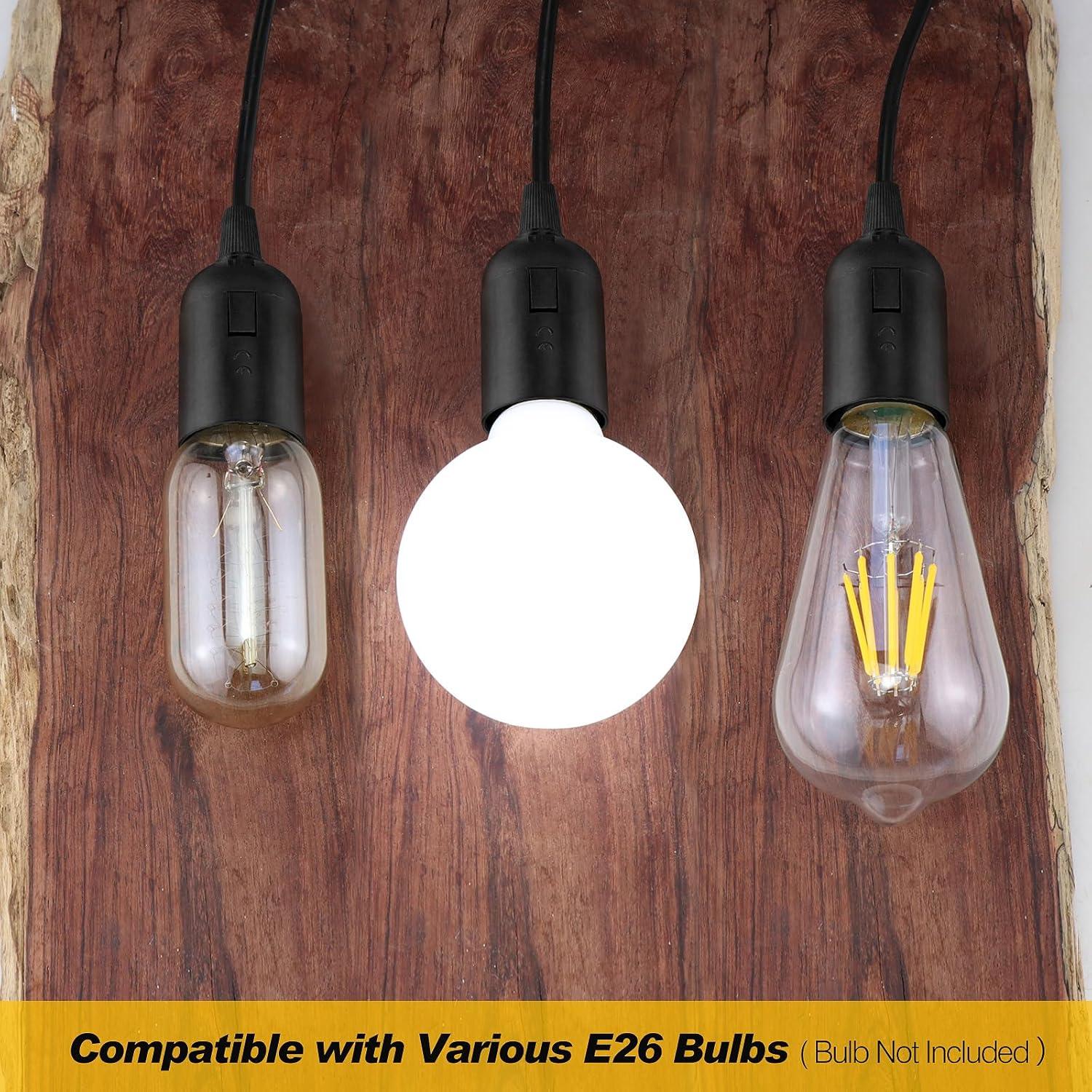 Kit de Luz Colgante Enchufable SLYYMY E26/E27 12FT Negro