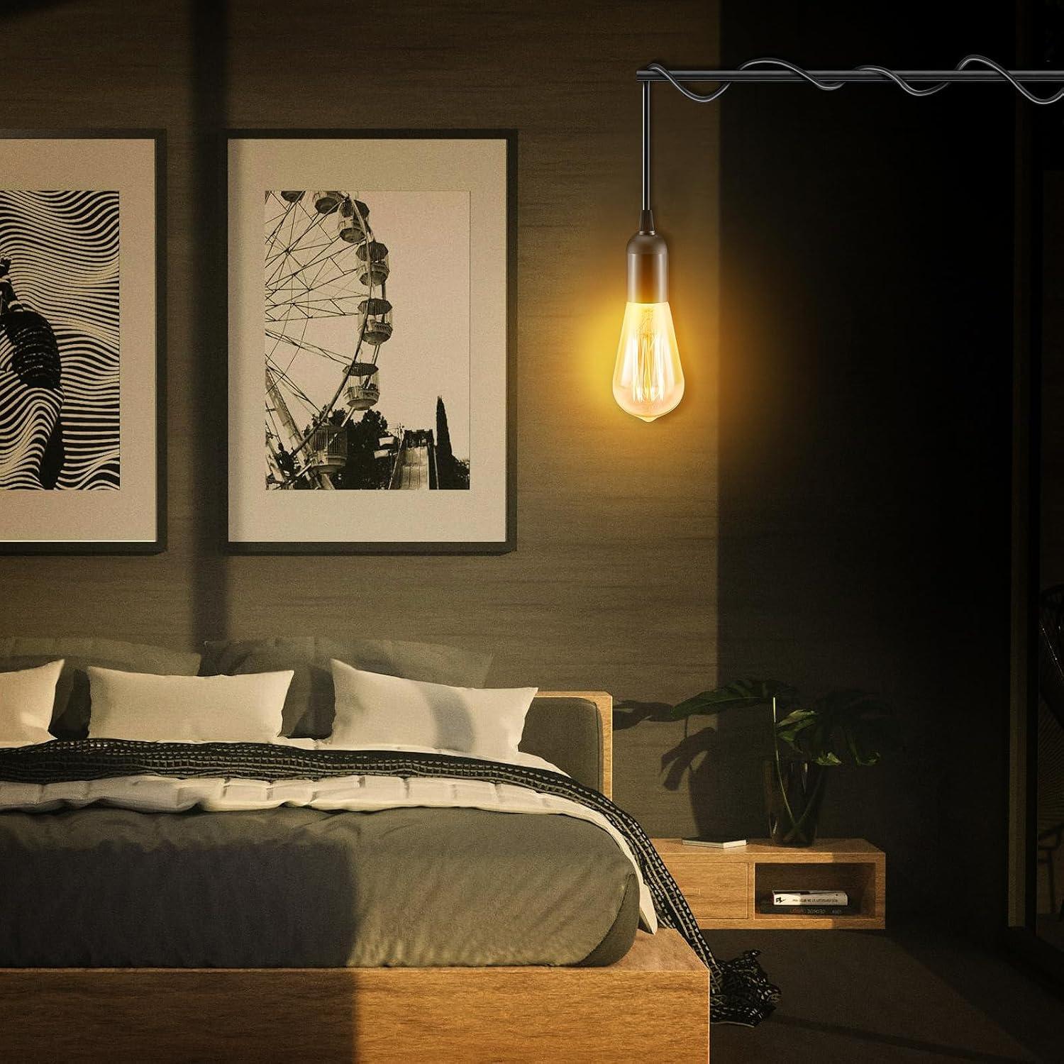 Kit de Luz Colgante Enchufable SLYYMY E26/E27 12FT Negro