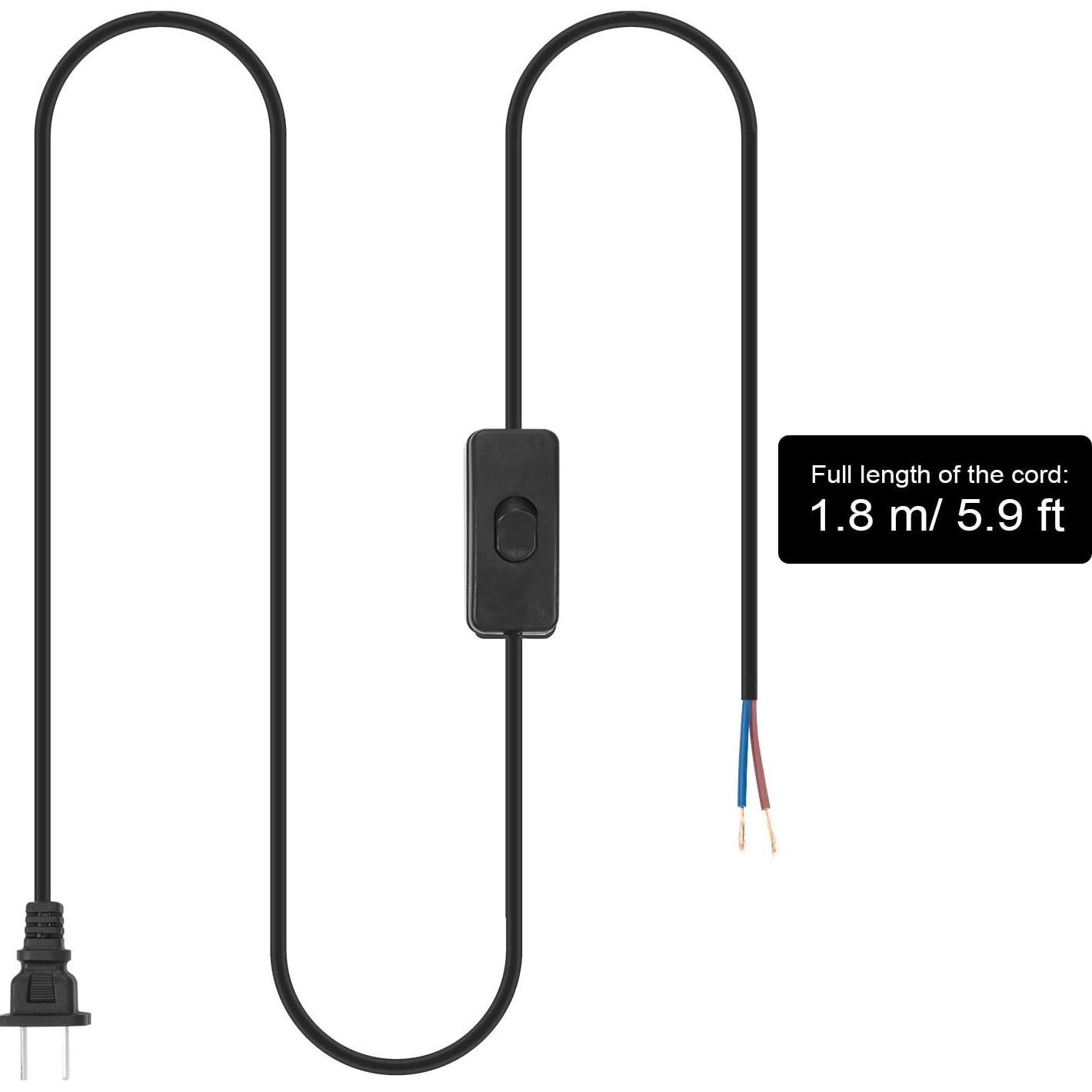 Pelopy 10 Paquetes Cable de Lámpara con Interruptor 1.8m