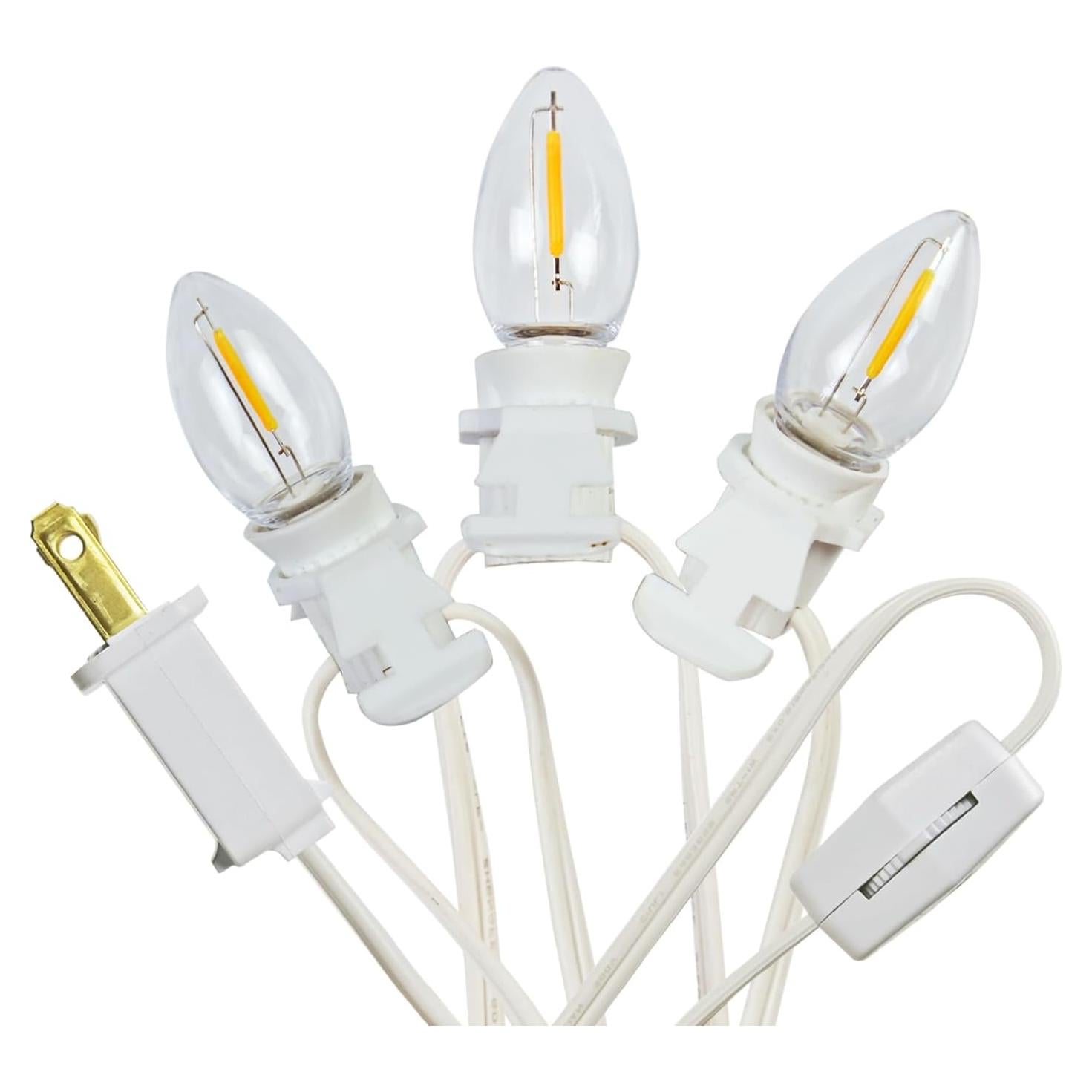 3 Bombillas LED C7 YIMILITE con Cordón Blanco y Clips