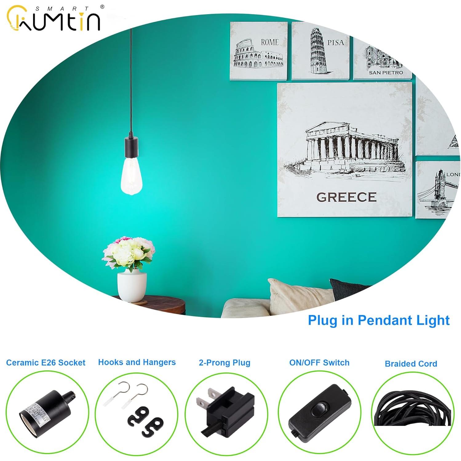 Luz Colgante Kumtin Smart 4.57m con Socket E26 y Interruptor