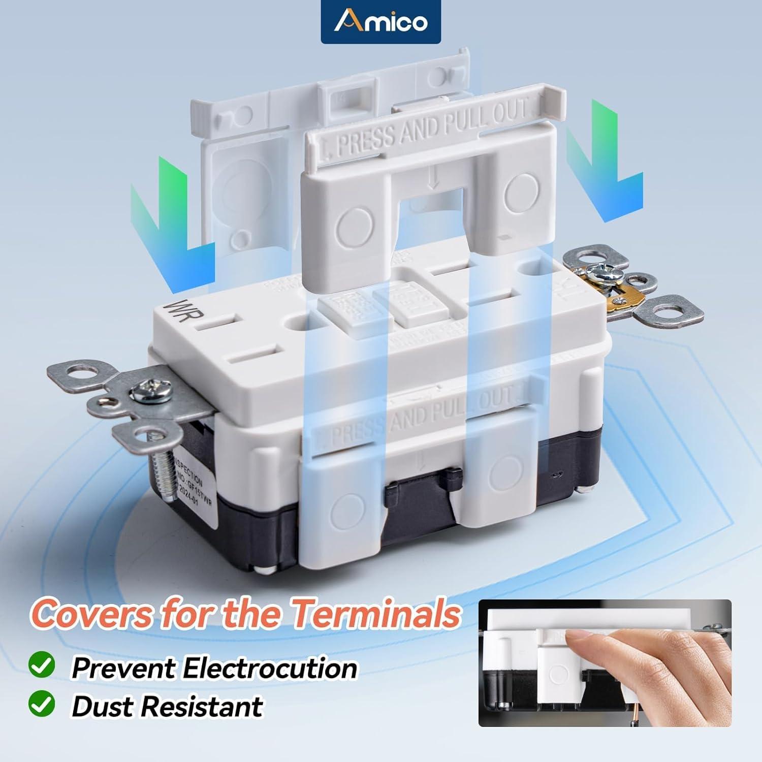 Paquete de 12 Salidas GFCI Amico 15A Resistente a la Intemperie