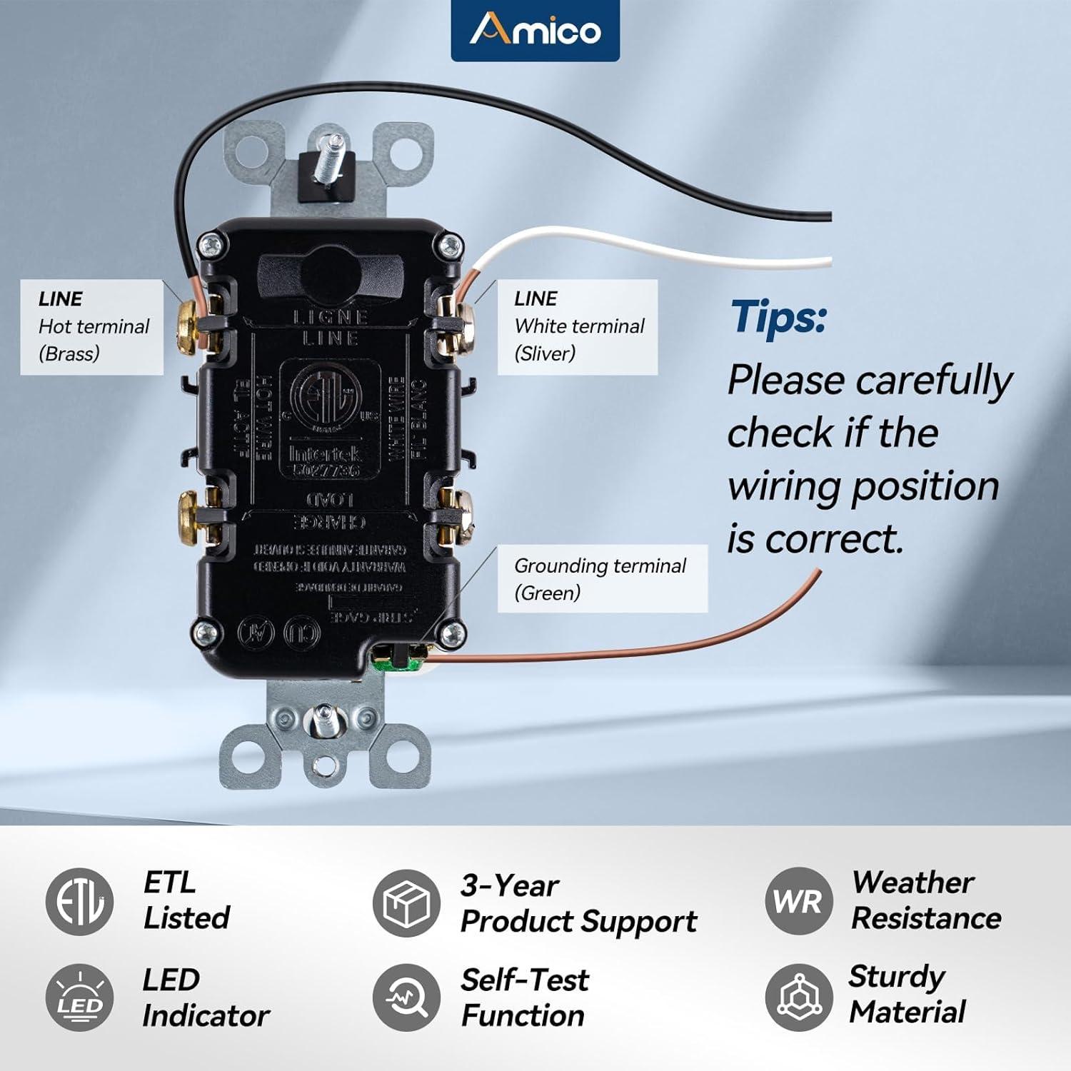 Paquete de 12 Salidas GFCI Amico 15A Resistente a la Intemperie