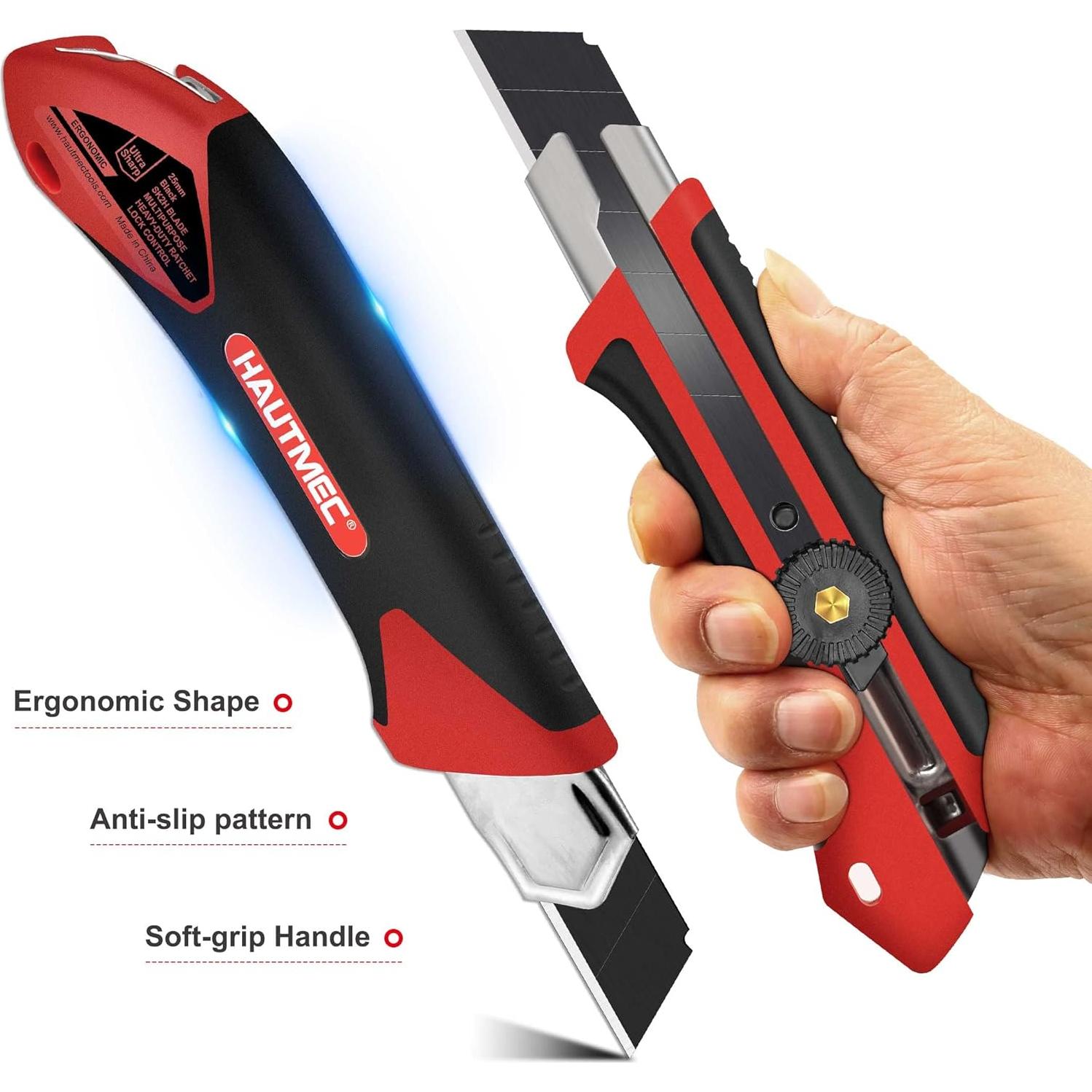 Cuchillo Utilitario HAUTMEC 25mm con 10 Cuchillas SK2H