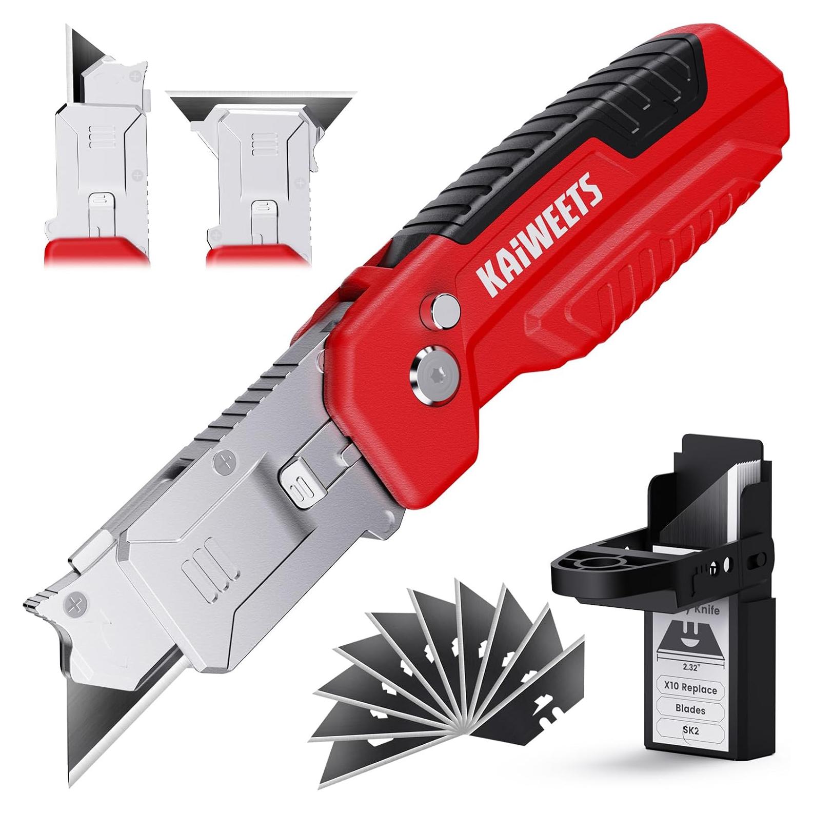 Cuchillo Utilitario 2-en-1 KAIWEETS Rojo con 13 Cuchillas SK2