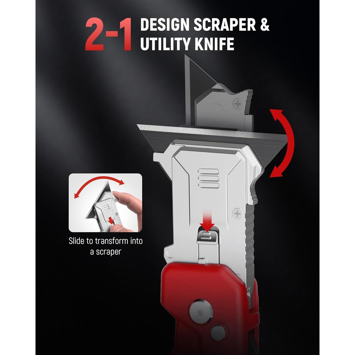 Cuchillo Utilitario 2-en-1 KAIWEETS Rojo con 13 Cuchillas SK2