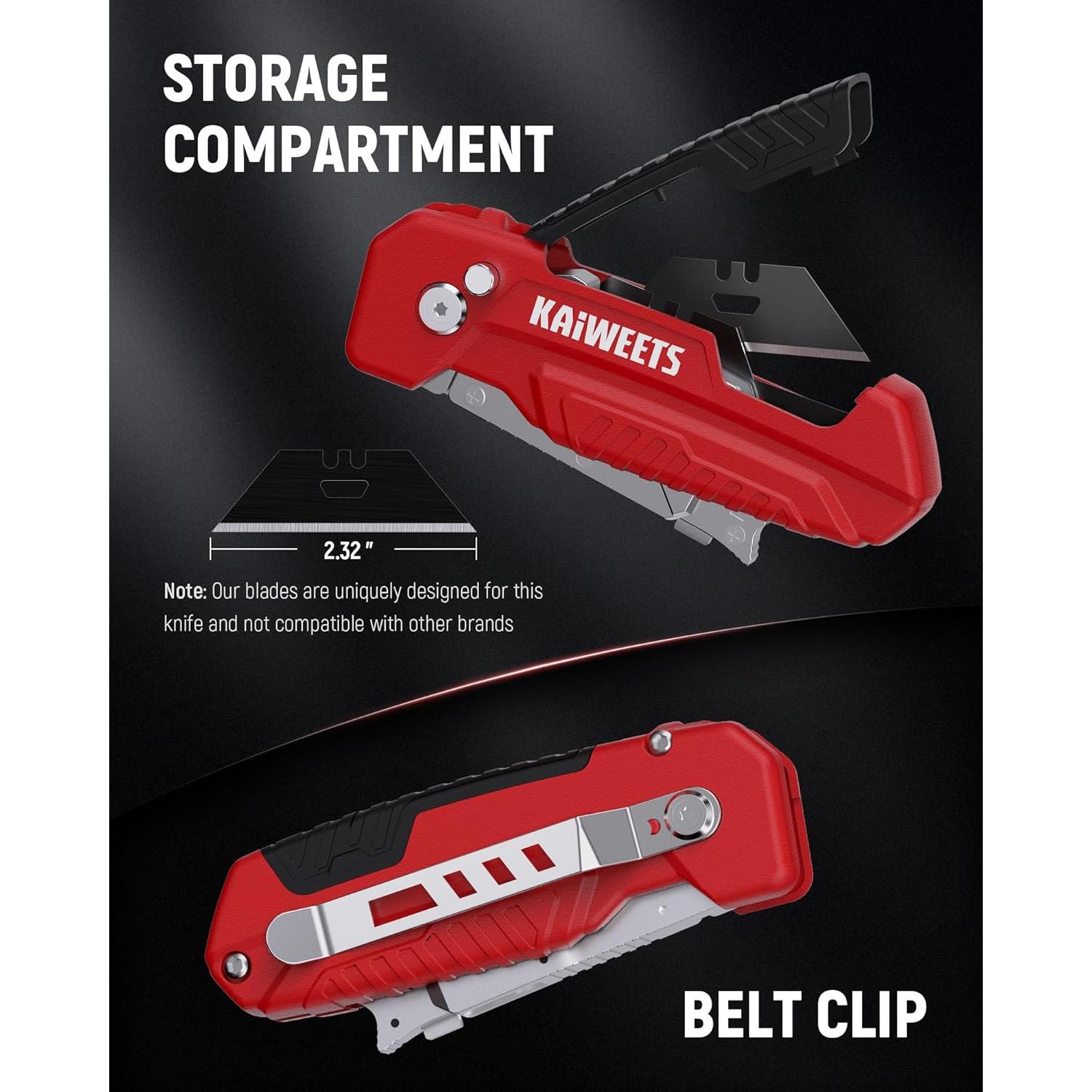 Cuchillo Utilitario 2-en-1 KAIWEETS Rojo con 13 Cuchillas SK2