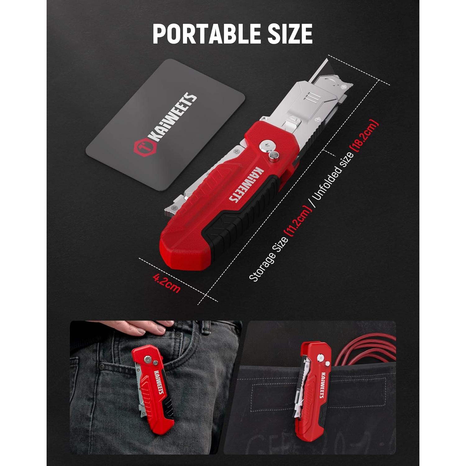 Cuchillo Utilitario 2-en-1 KAIWEETS Rojo con 13 Cuchillas SK2