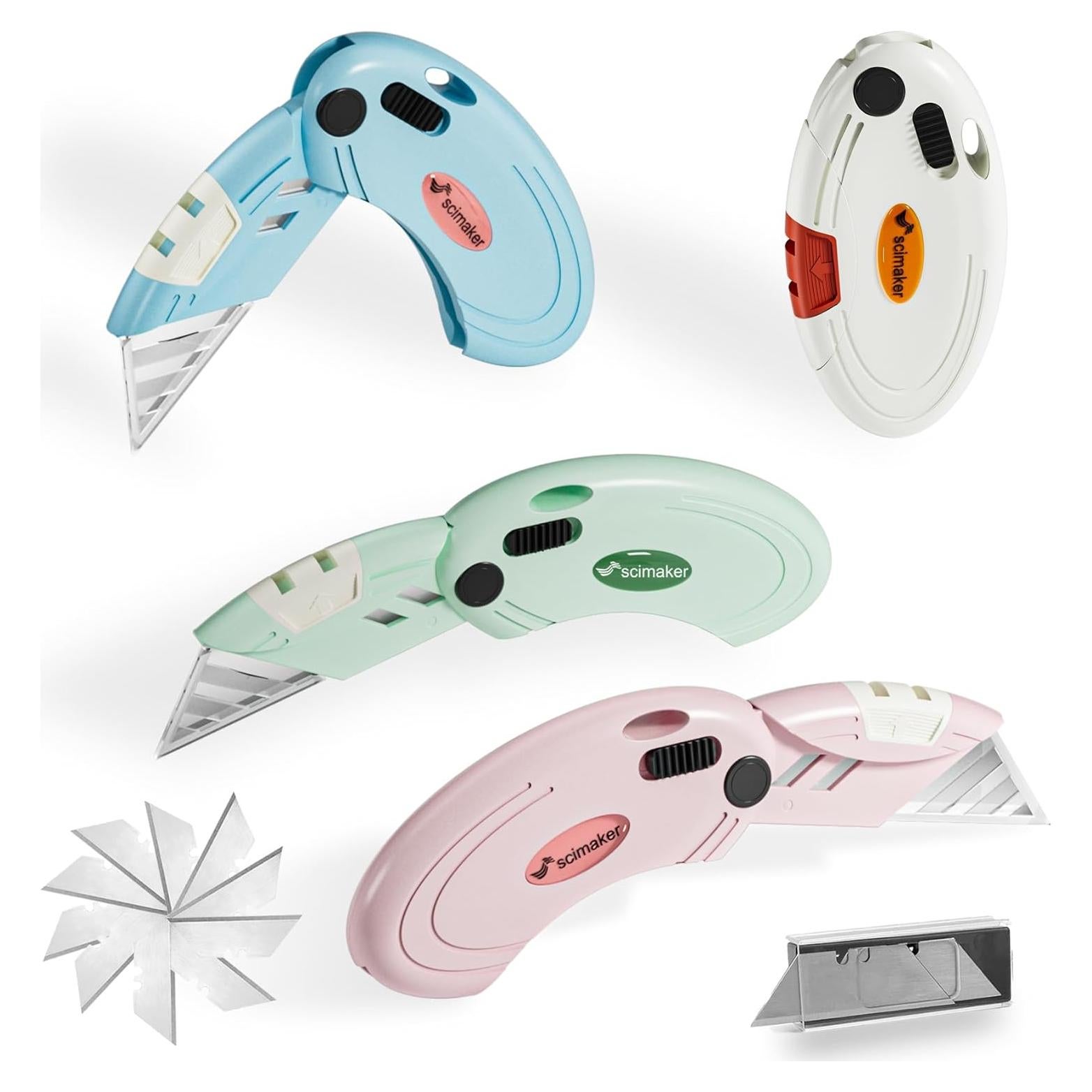 Paquete de 4 cuchillos utilitarios Scimaker con 10 hojas