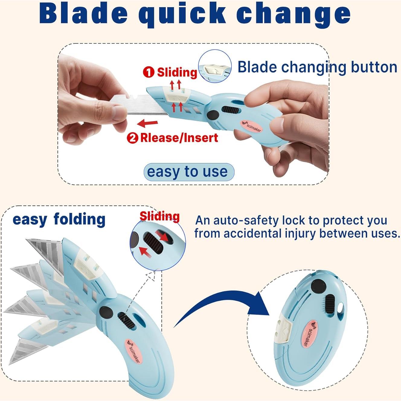 Paquete de 4 cuchillos utilitarios Scimaker con 10 hojas