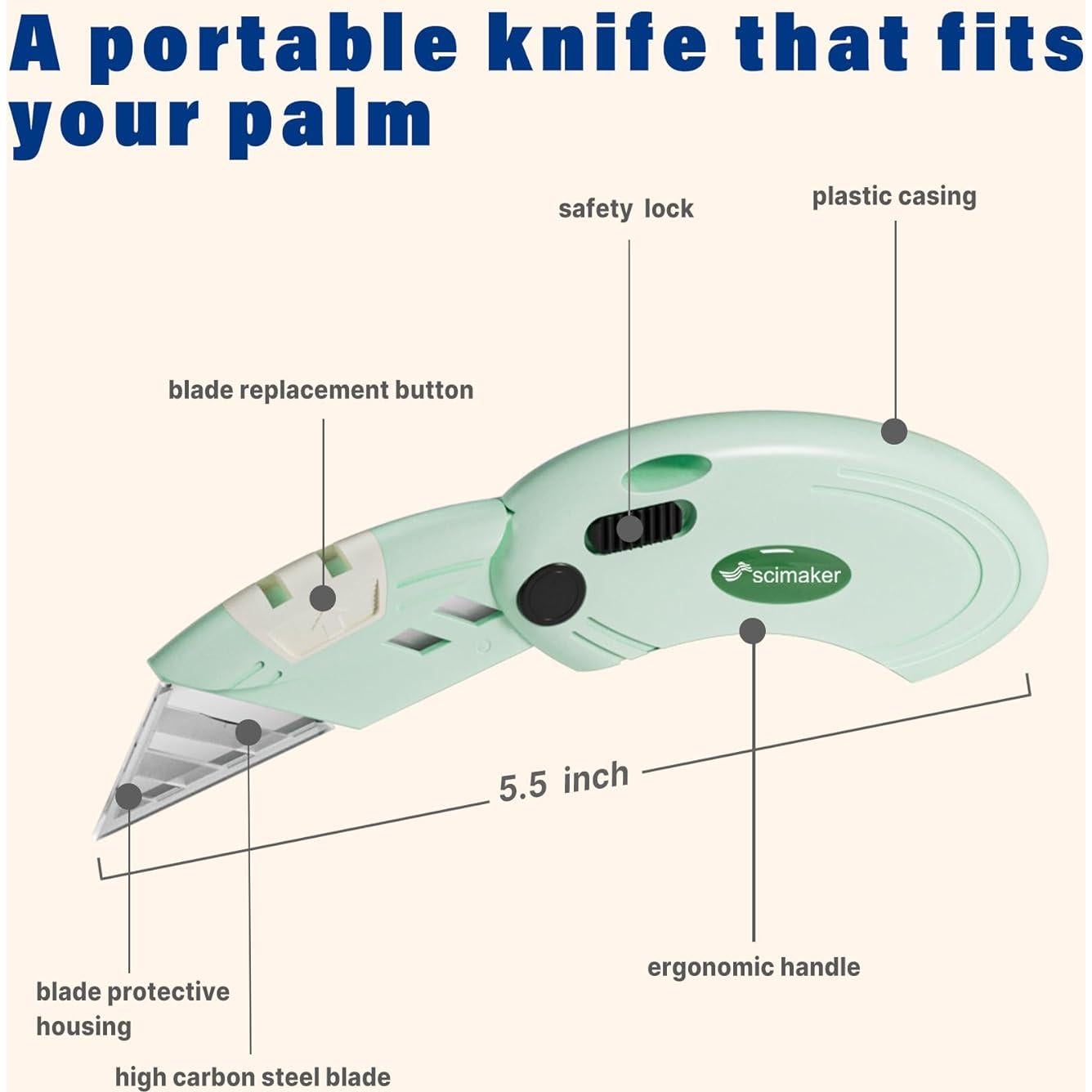 Paquete de 4 cuchillos utilitarios Scimaker con 10 hojas