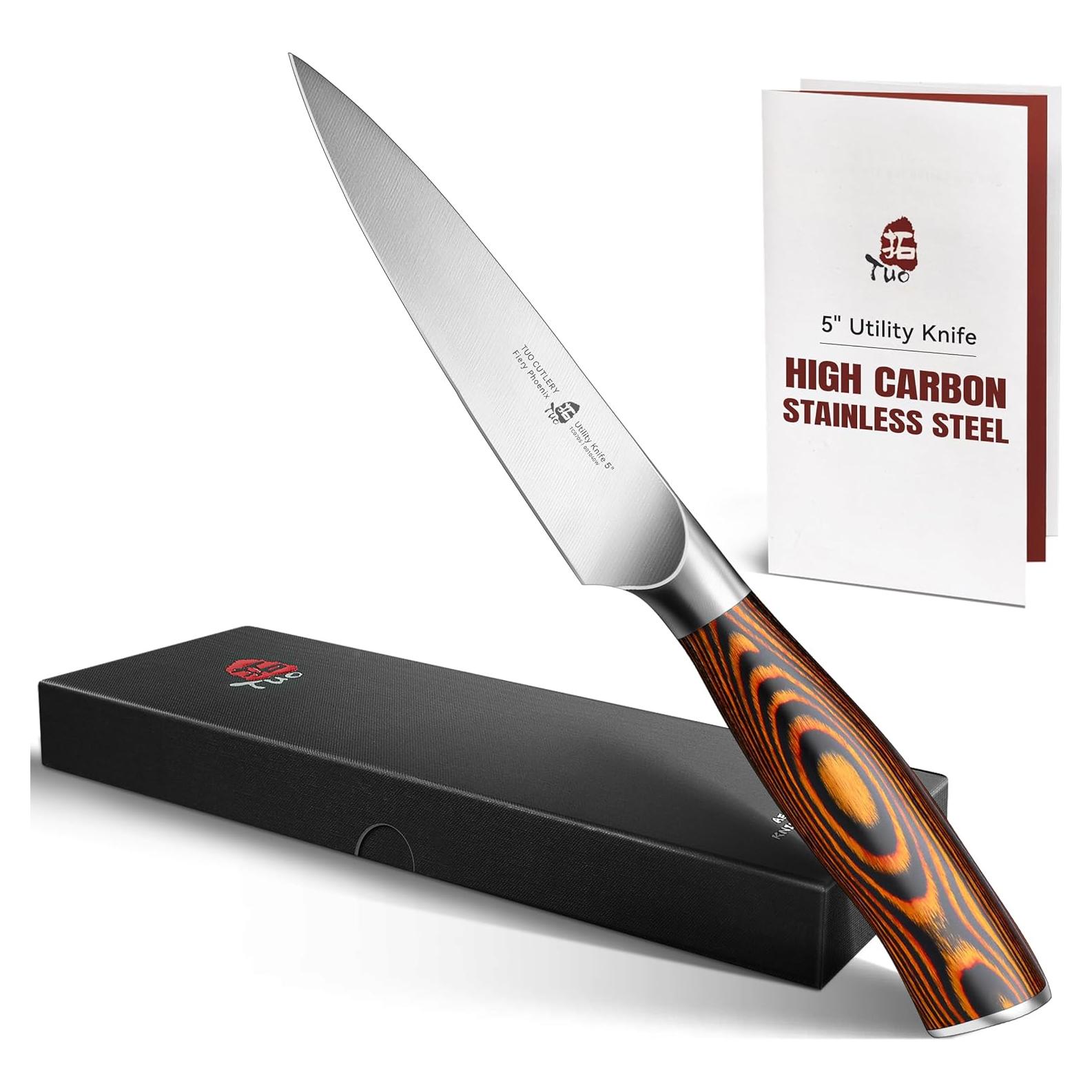 Cuchillo Utility TUO 12.7 cm Acero Inoxidable Pakkawood