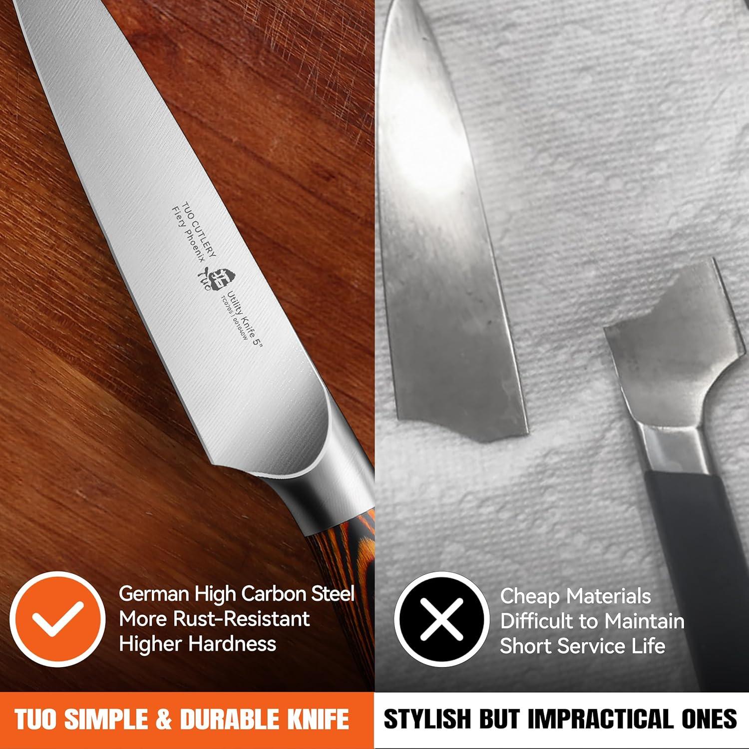 Cuchillo Utility TUO 12.7 cm Acero Inoxidable Pakkawood