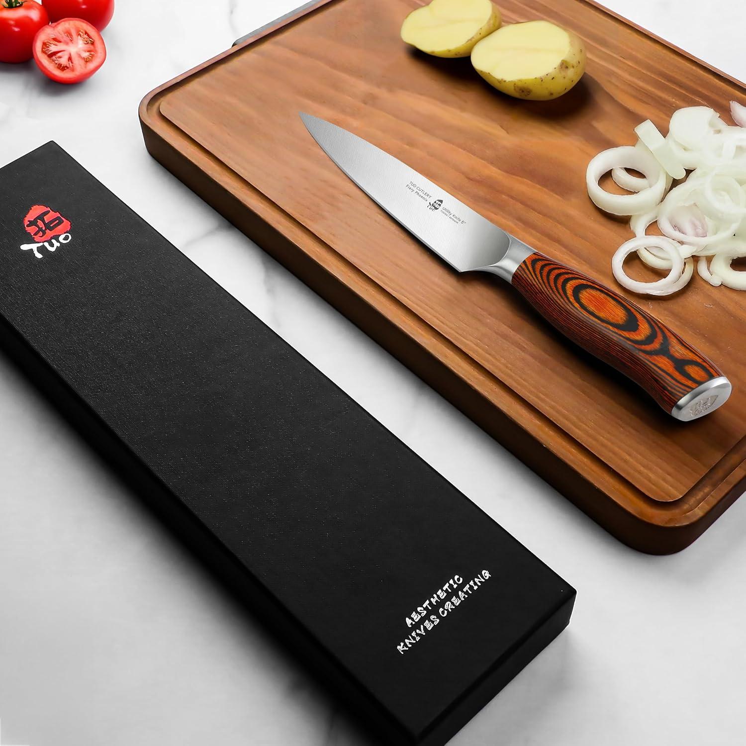 Cuchillo Utility TUO 12.7 cm Acero Inoxidable Pakkawood