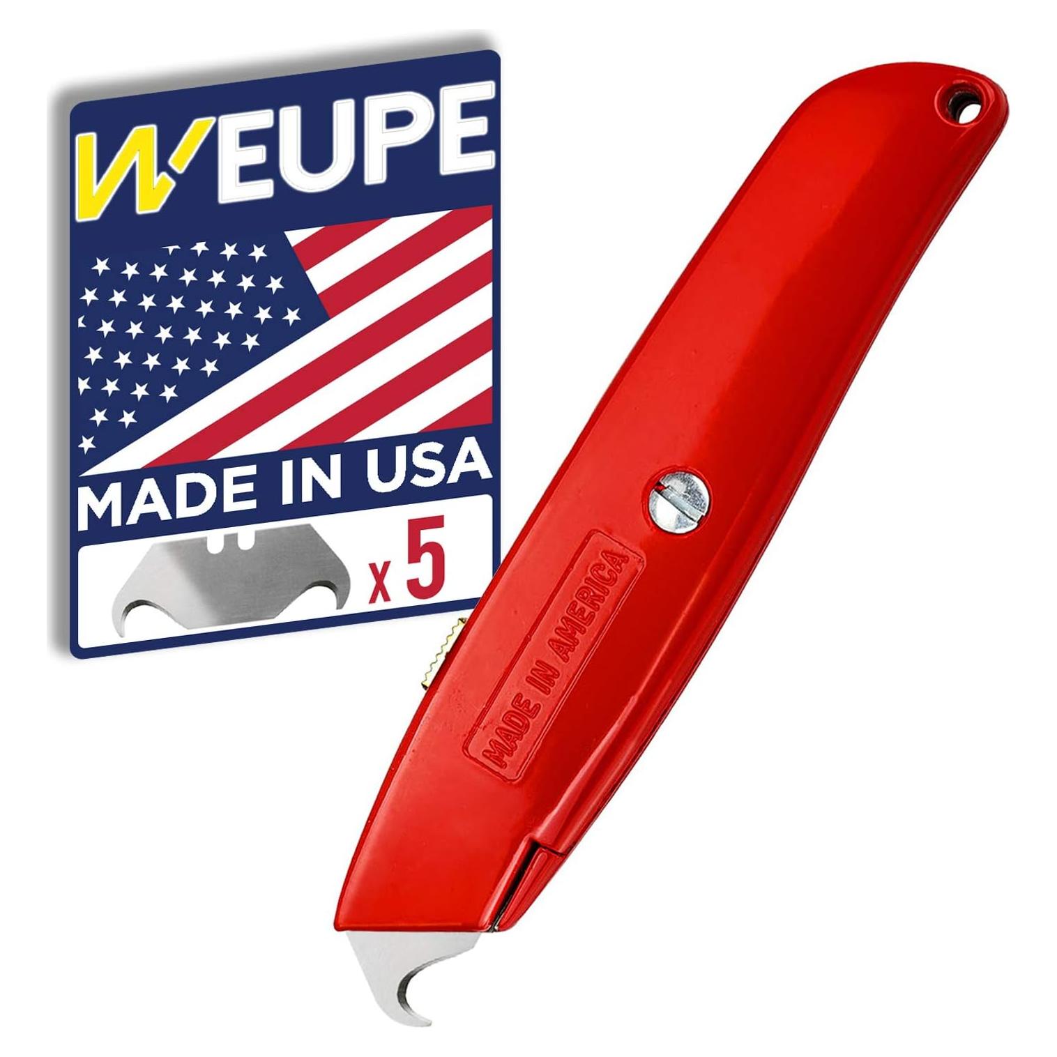Cuchillo Utility WEUPE con Cuchilla de Gancho - Metal Rojo