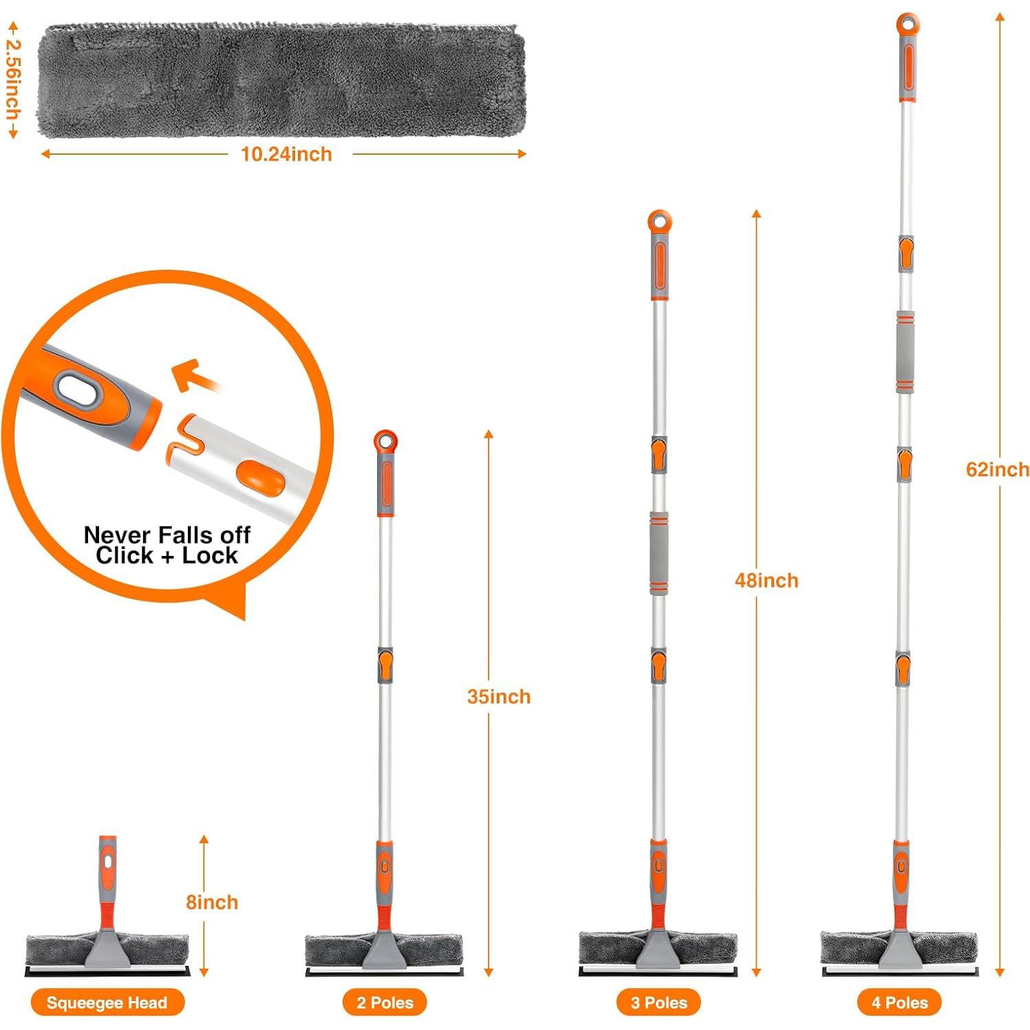 Limpiador de Ventanas 2-en-1 Lomida con Polo Telescópico 157 cm