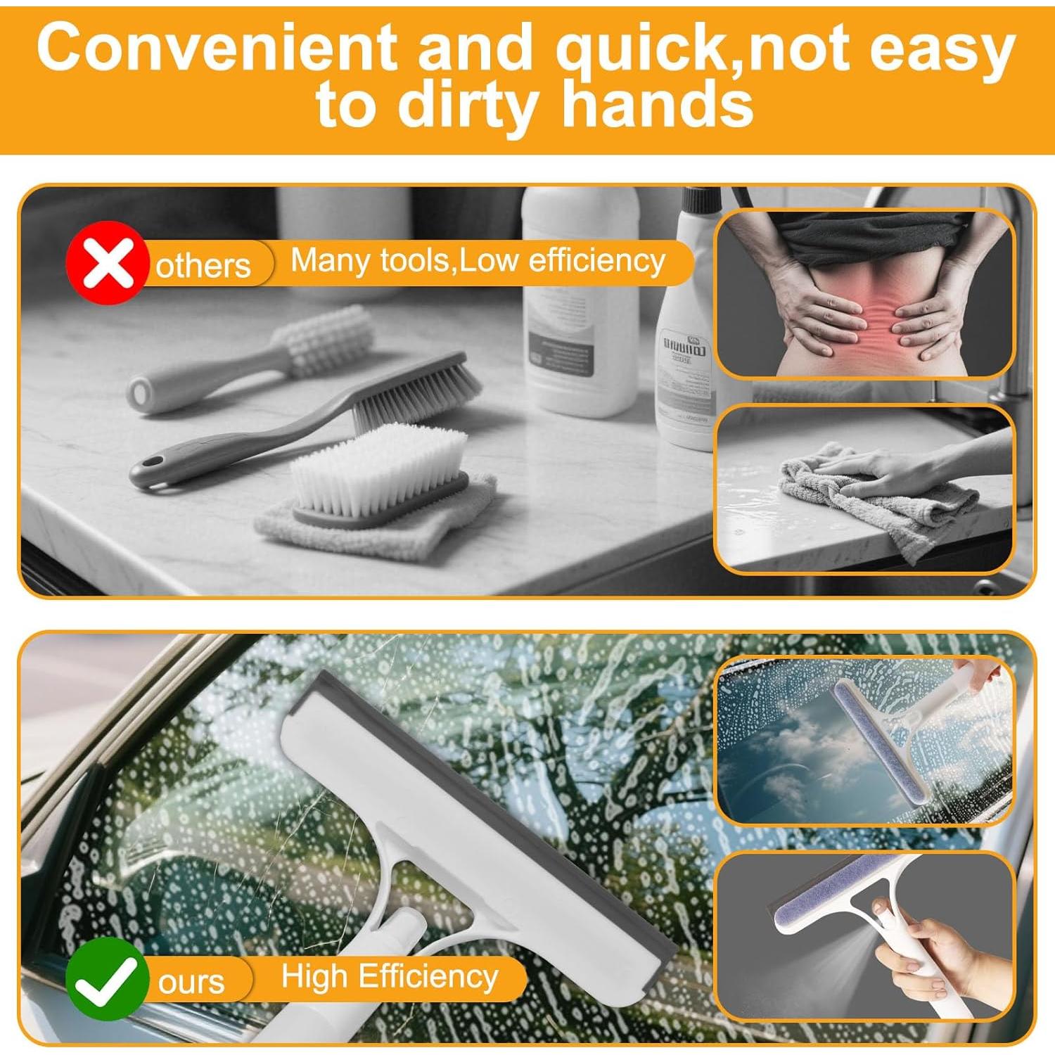 Limpiador de Ventanas 3 en 1 FZHZVVZPY con Pulverizador y Tiras Reemplazables