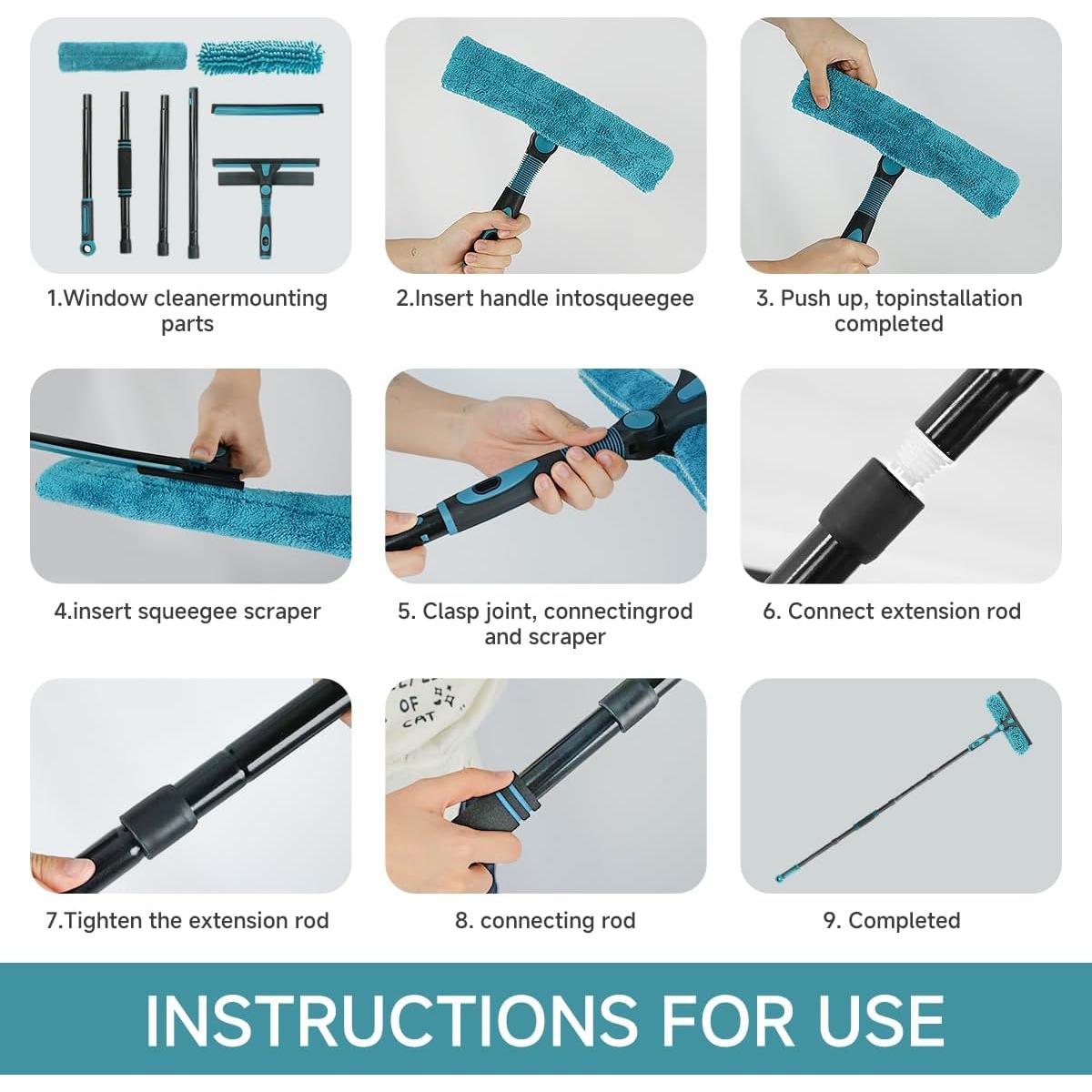 Limpiacristales AIDELY 62" Telescópico 2 en 1 con Recambios
