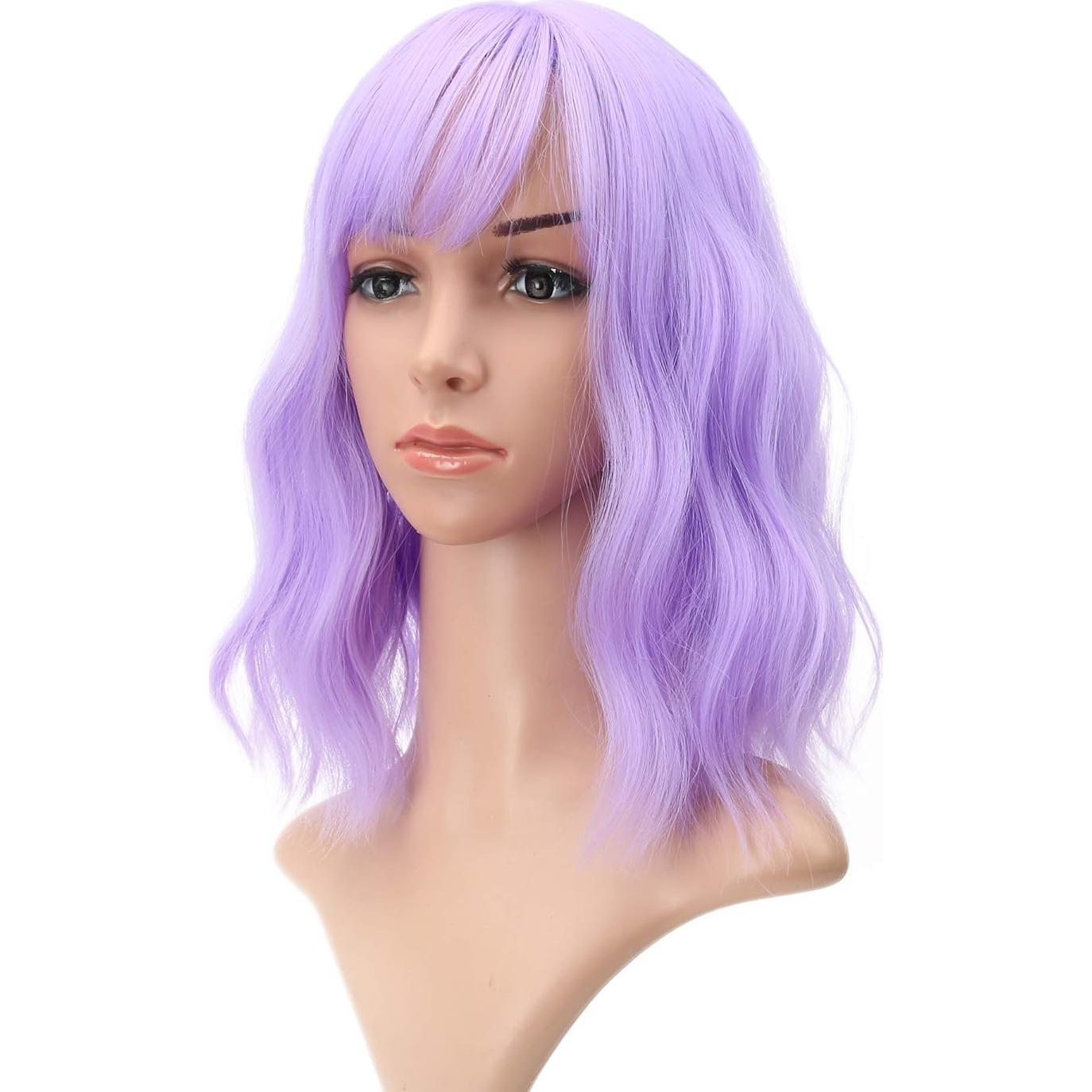 Peluca Sintética Morada Corta con Flequillo FAELBATY 30 cm