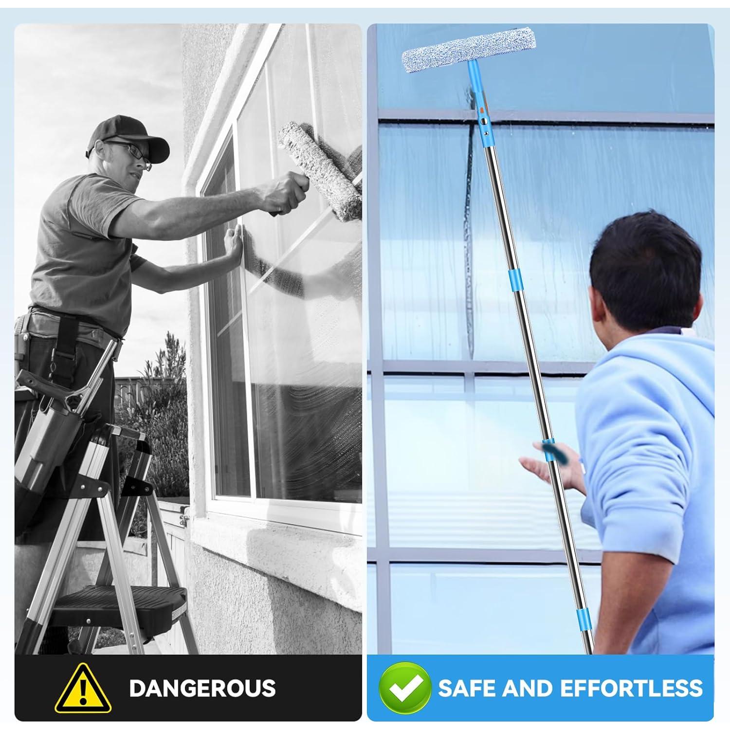 Kit de limpieza de ventanas Longzhuo 3m con limpiaparabrisas 35cm y cepillo 38cm