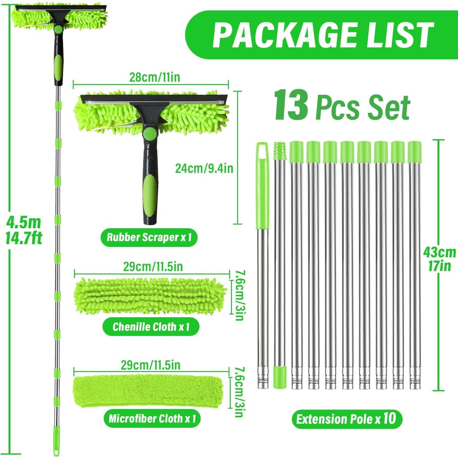 Kit de Limpieza de Ventanas RIZENCE 4.5M Telescópico 3-en-1