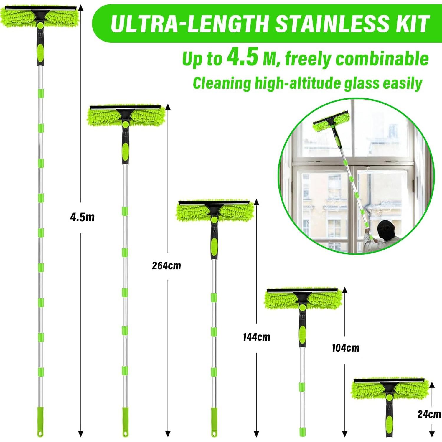 Kit de Limpieza de Ventanas RIZENCE 4.5M Telescópico 3-en-1