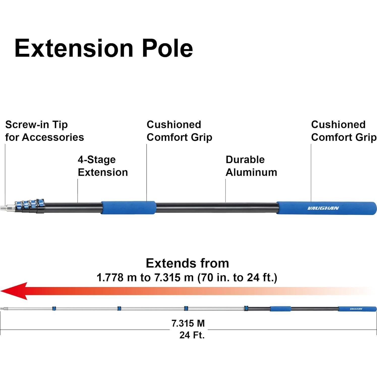 Kit de Limpieza 5 Piezas Vaughan con Polo Telescópico 7.32m