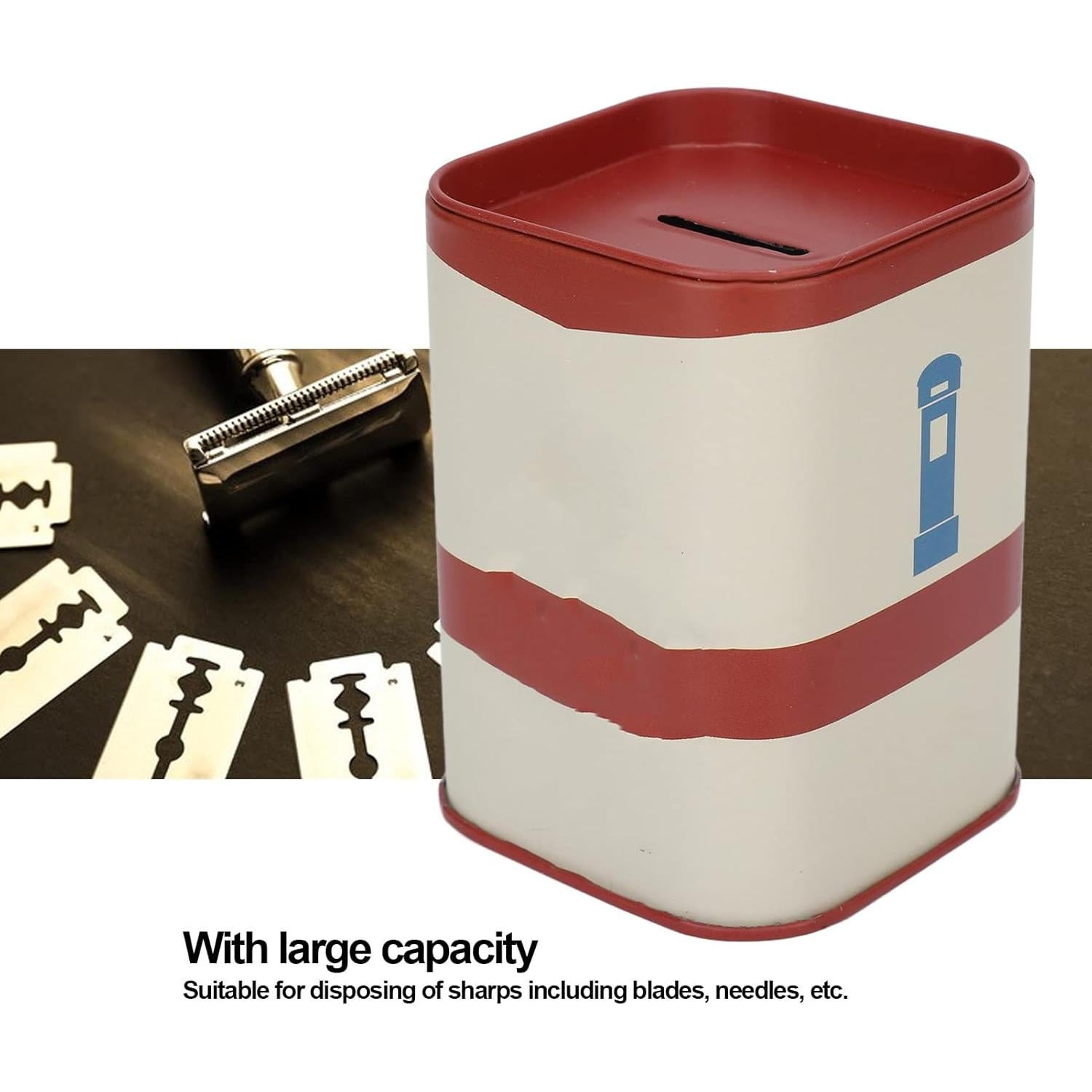 Caja de Desecho de Cuchillas Brrnoo de Hierro Rojo 20x15cm