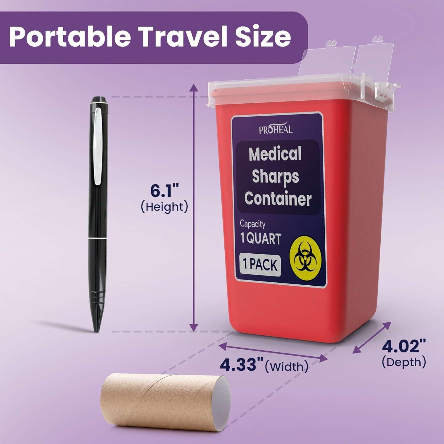 Contenedor de Desechos Cortantes ProHeal 1qt - Seguro y Portátil