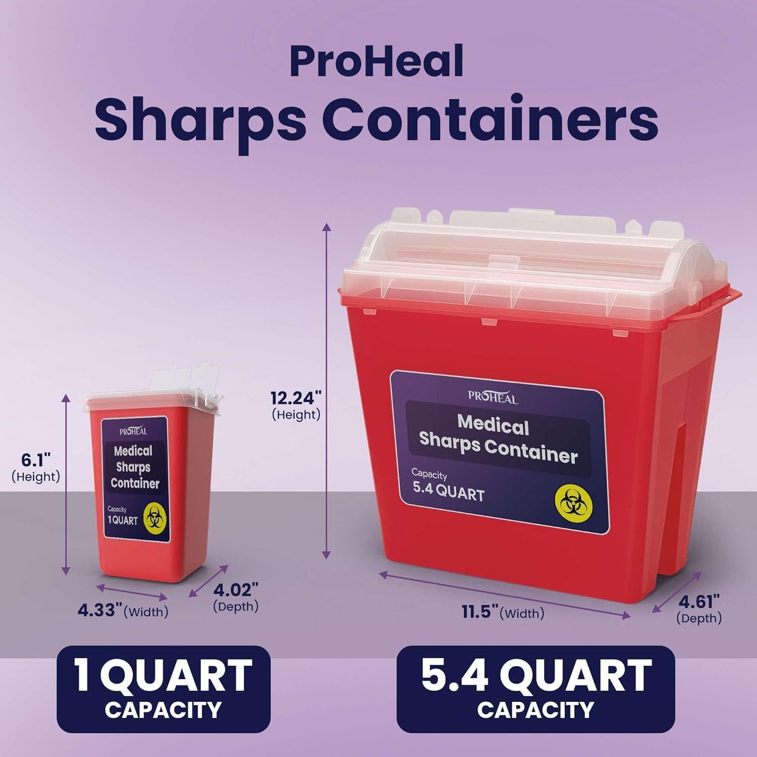 Contenedor de Desechos Cortantes ProHeal 1qt - Seguro y Portátil