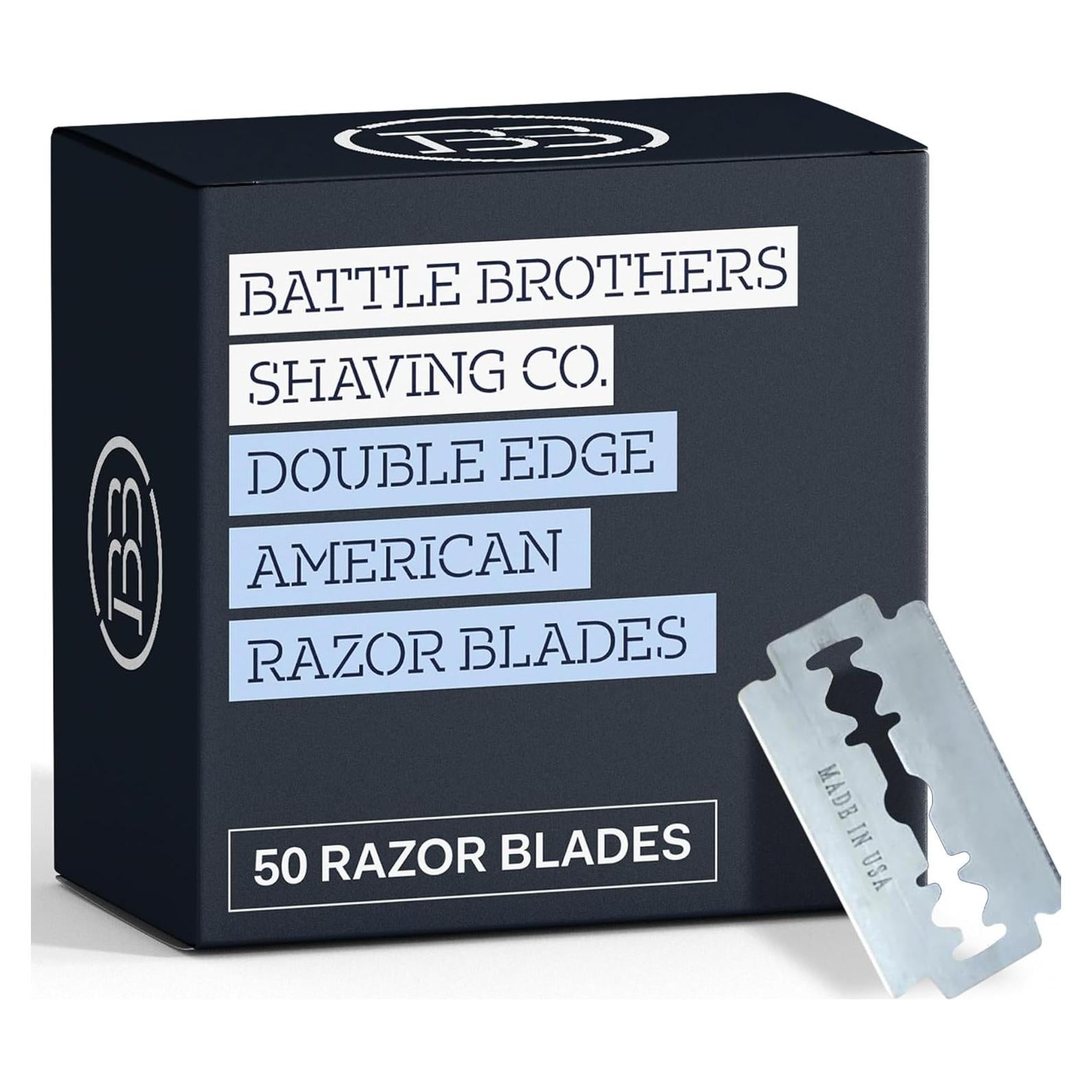 Cuchillas de Afeitar Doble Filo Battle Brothers - Acero Inoxidable, 50 Unidades