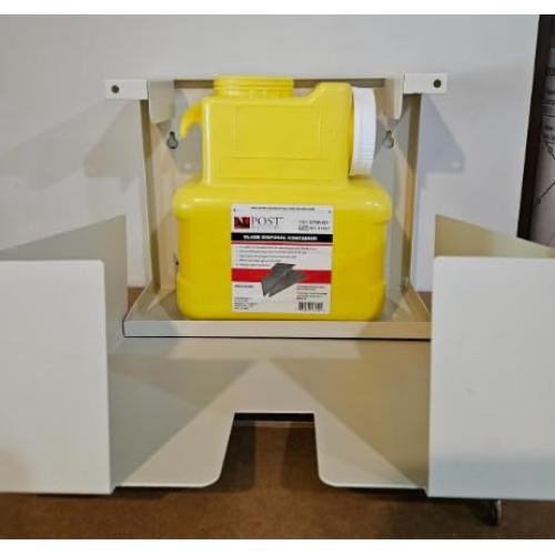 Paquete de Eliminación de Cuchillas Post Medical - Gabinete de Metal con 12 Contenedores de 3.78L