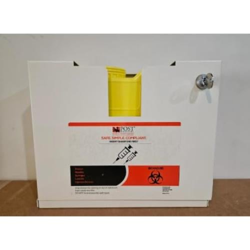 Paquete de Eliminación de Cuchillas Post Medical - Gabinete de Metal con 12 Contenedores de 3.78L