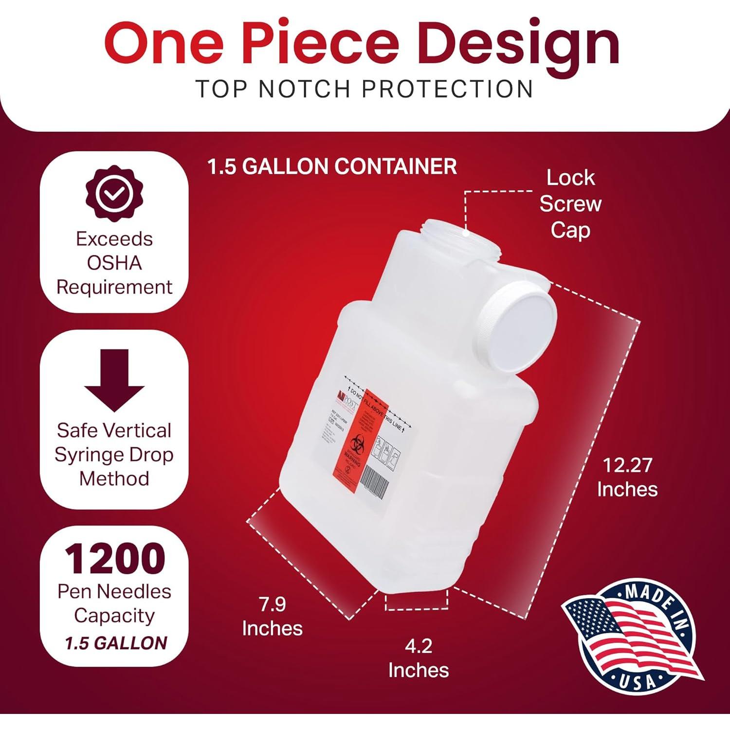 Contenedor de Sharps 5.68L Post Medical - Caja de 6 Unidades