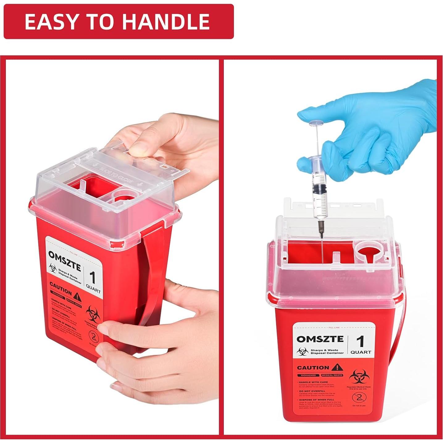 Contenedor de Desechos Cortantes Omszte 3 Pack 1 Cuarto Rojo