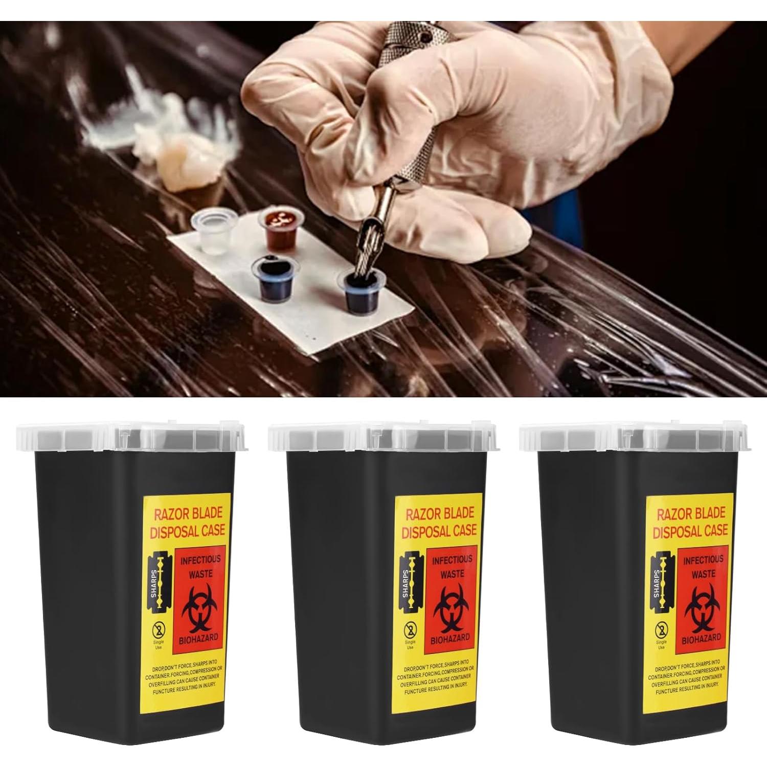 3 Contenedores de Desecho de Agujas BAMTTOO - Plástico Negro