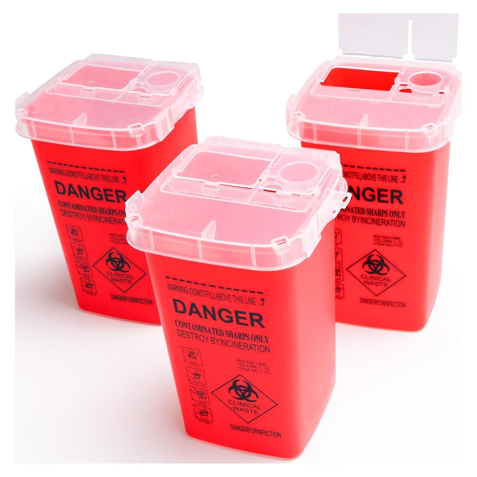 Contenedores Rojos para Desechos Cortantes CHANGTIKEJI 3-Pack