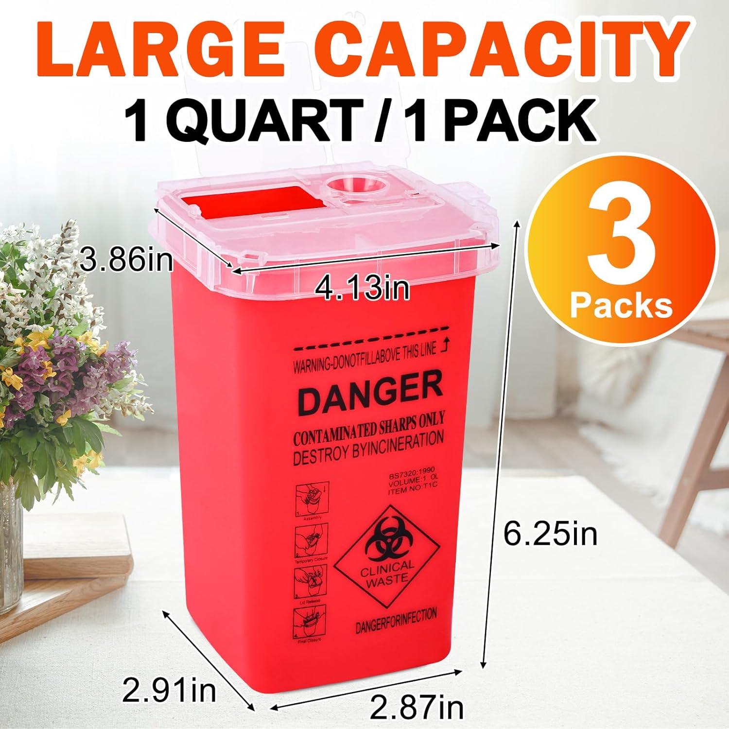 Contenedores Rojos para Desechos Cortantes CHANGTIKEJI 3-Pack