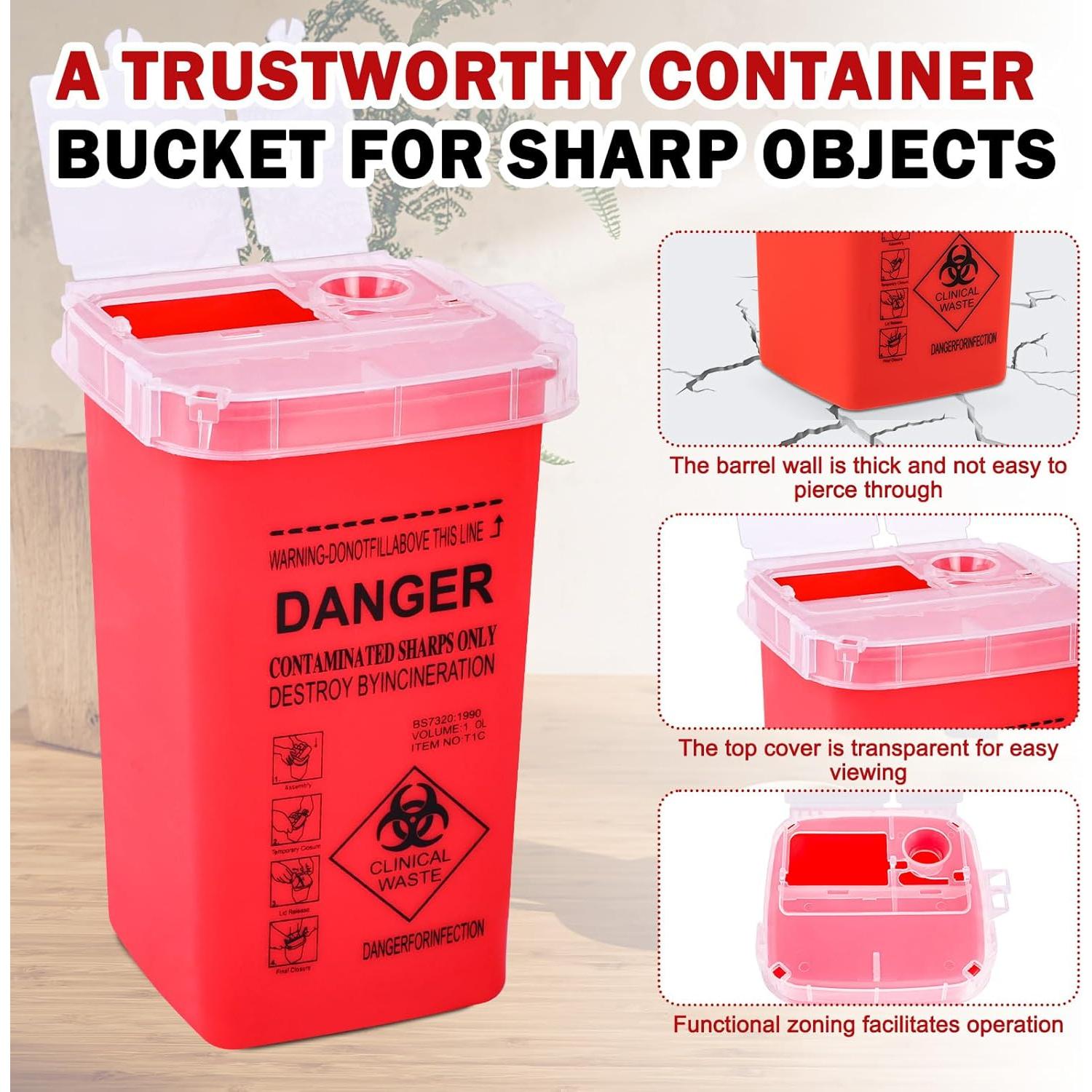 Contenedores Rojos para Desechos Cortantes CHANGTIKEJI 3-Pack