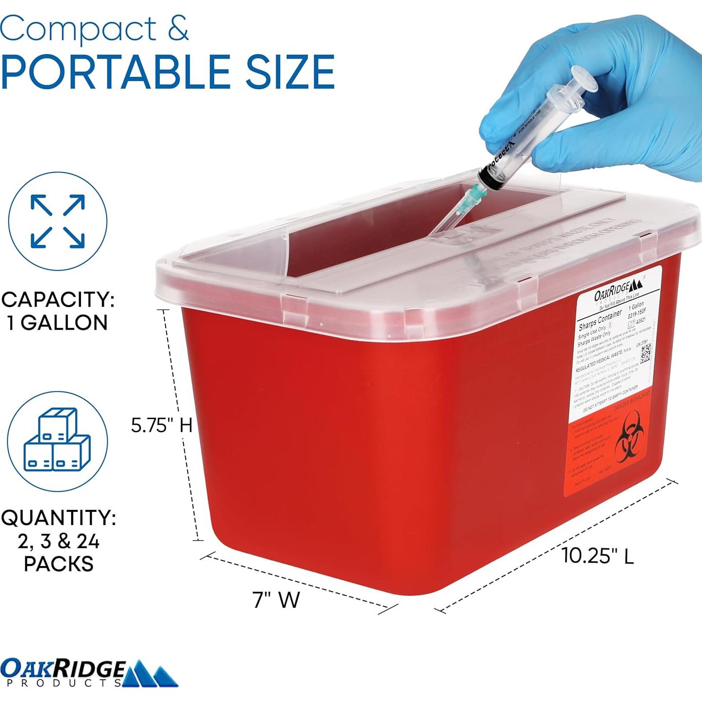 Contenedor Desechos Cortantes Oakridge 1 Galón 24 Unidades