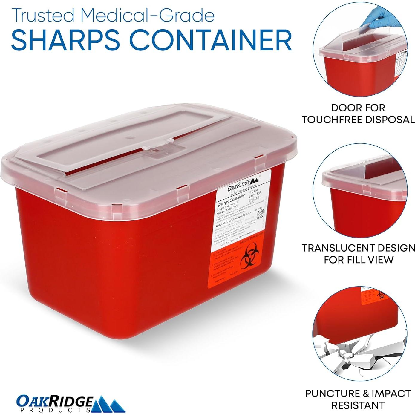 Contenedor Desechos Cortantes Oakridge 1 Galón 24 Unidades