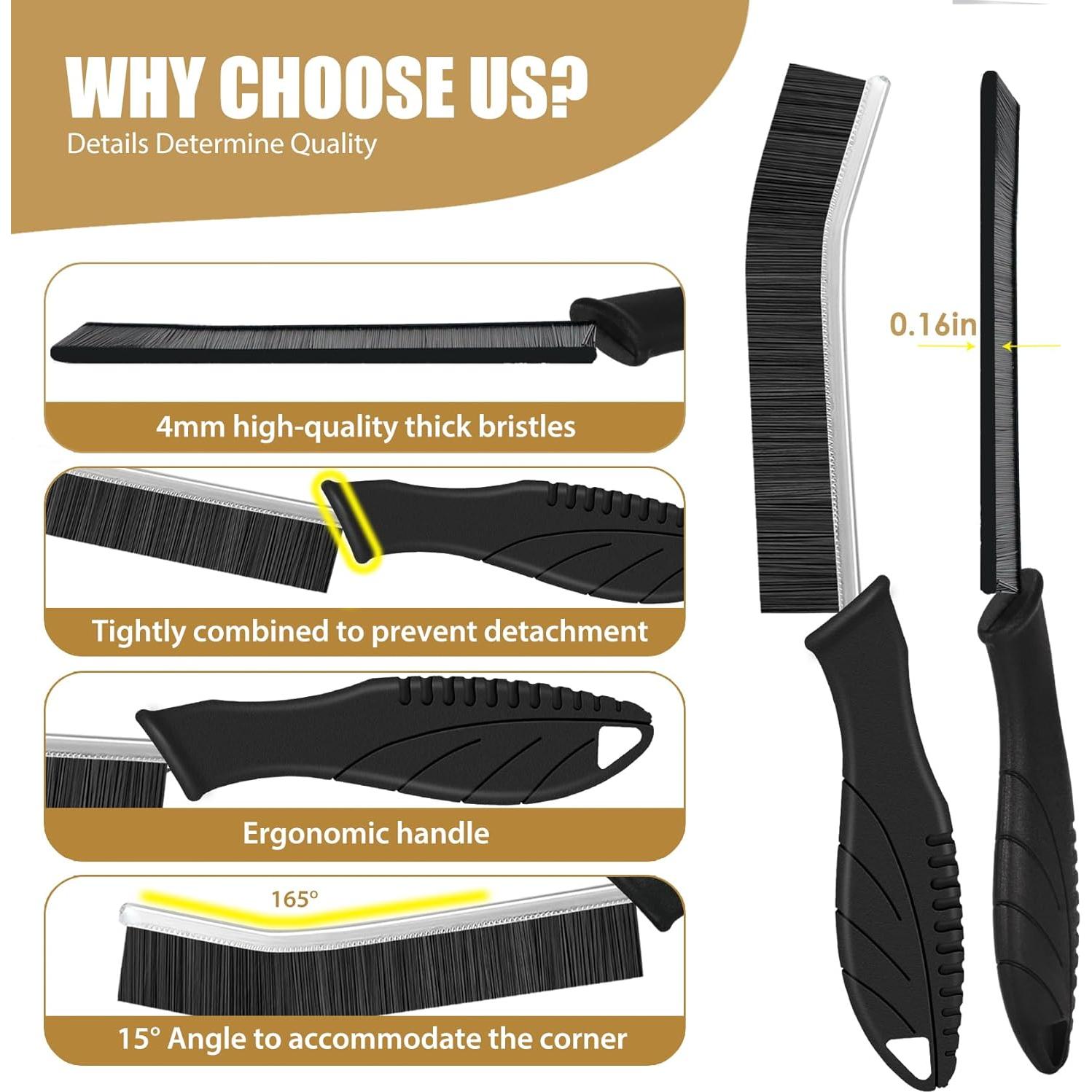 4 Cepillos de Limpieza de Ranuras WDRIGE - Cerdas Duras