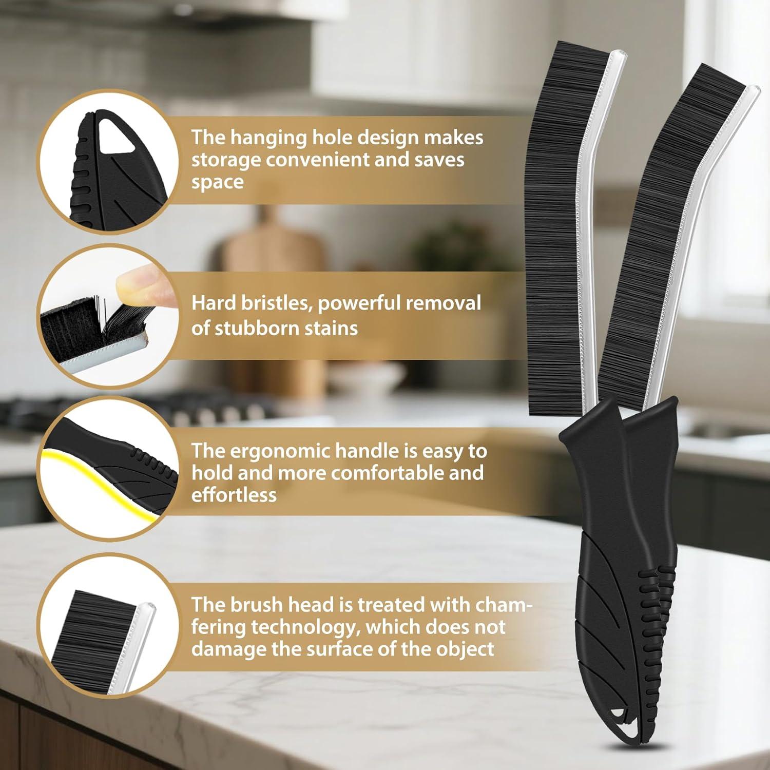 4 Cepillos de Limpieza de Ranuras WDRIGE - Cerdas Duras