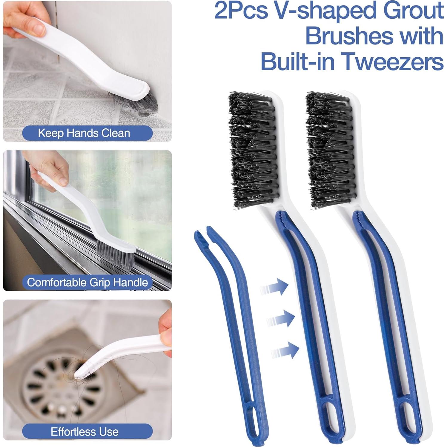 Juego de cepillos de limpieza Harkta 8 piezas para grietas