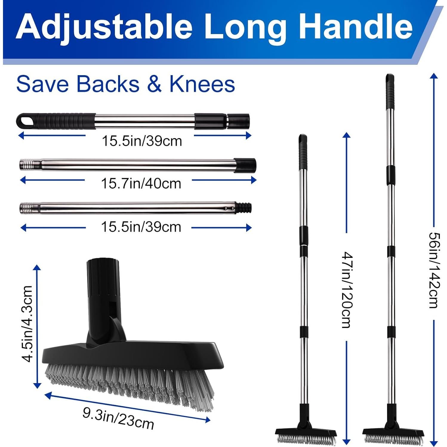BITOPE Cepillo de Juntas Giratorio 142 cm con Mango Telescópico