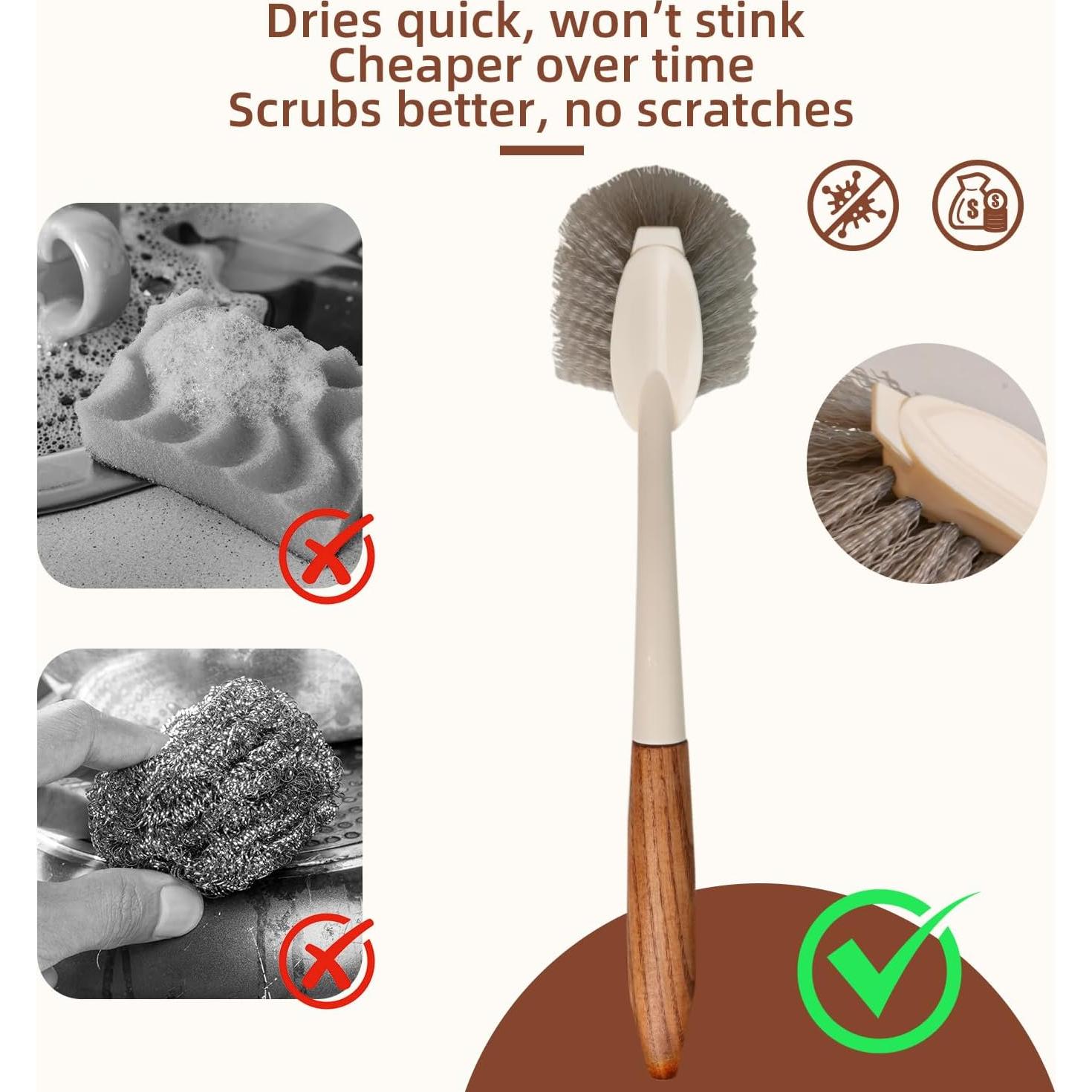 Juego de 4 Cepillos de Limpieza FAMILIA CEPILLO con Mangos de Madera