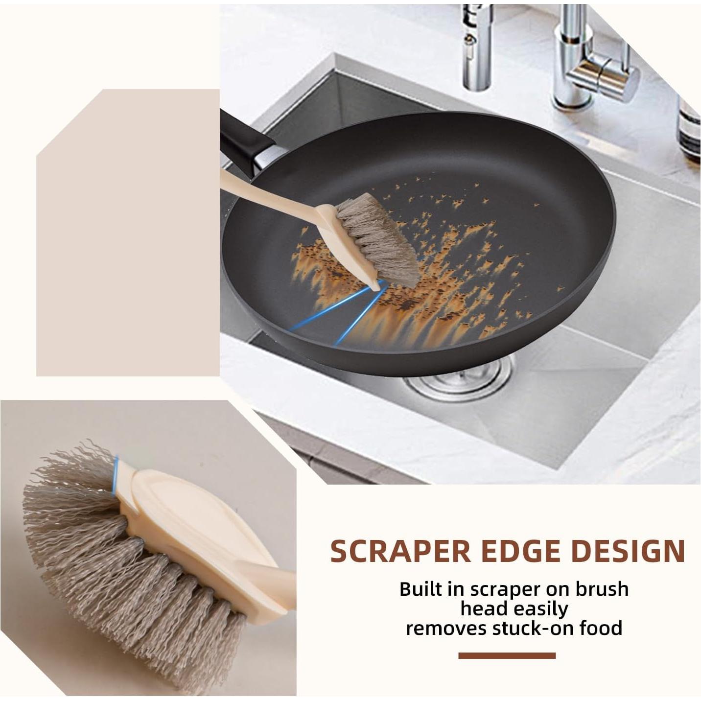 Juego de 4 Cepillos de Limpieza FAMILIA CEPILLO con Mangos de Madera